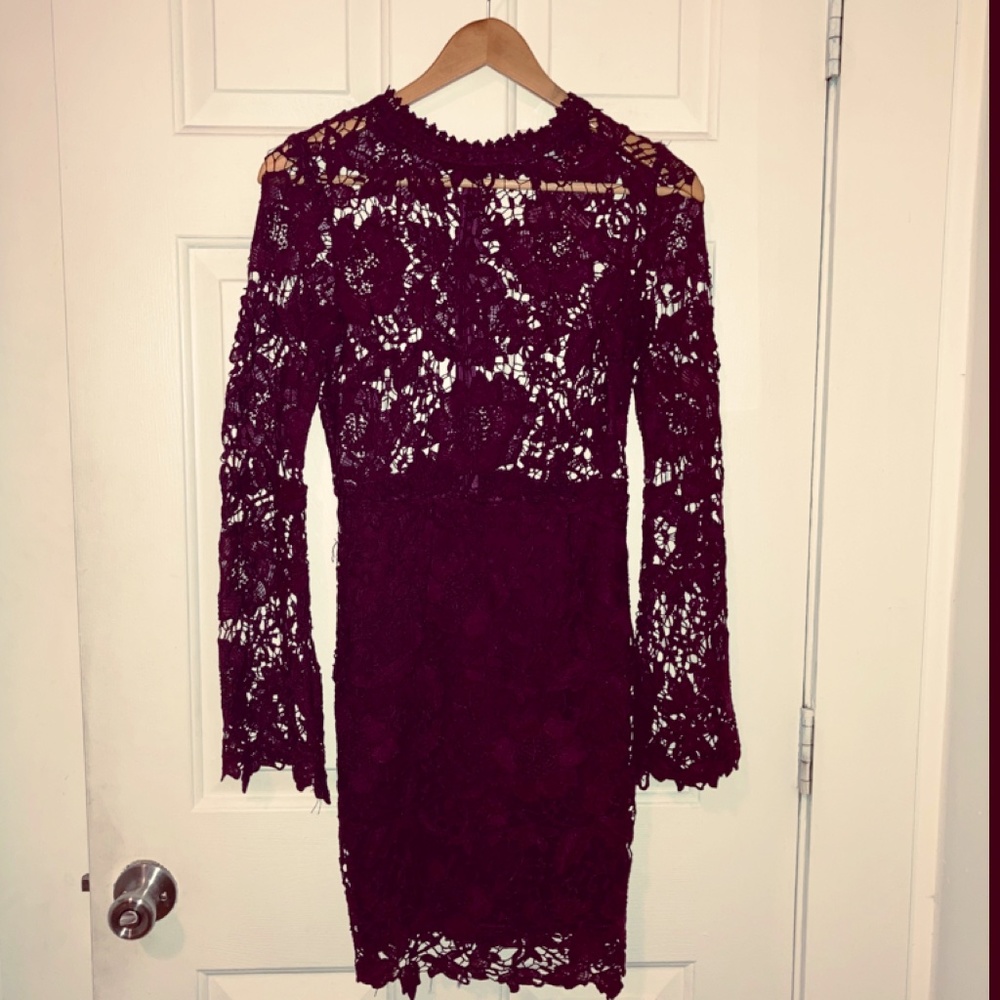 L'atiste Vintage Burgandy Floral Cut-Out Dress Size S